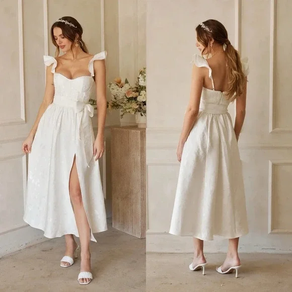 V. CHAPMAN The Vera Corset Dress in White Baroque Floral Sz 6 - Picture 2 of 9